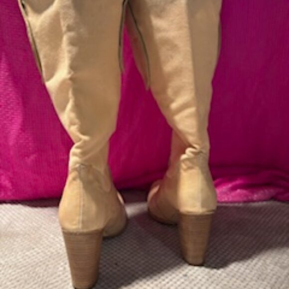 Beige Canvas and leather boots from Italy. - Picture 2 of 6